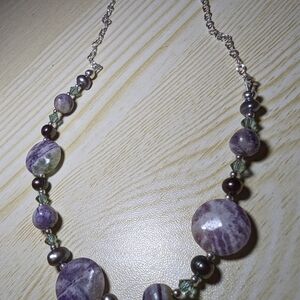 Elegant Purple Stone Beaded Necklace